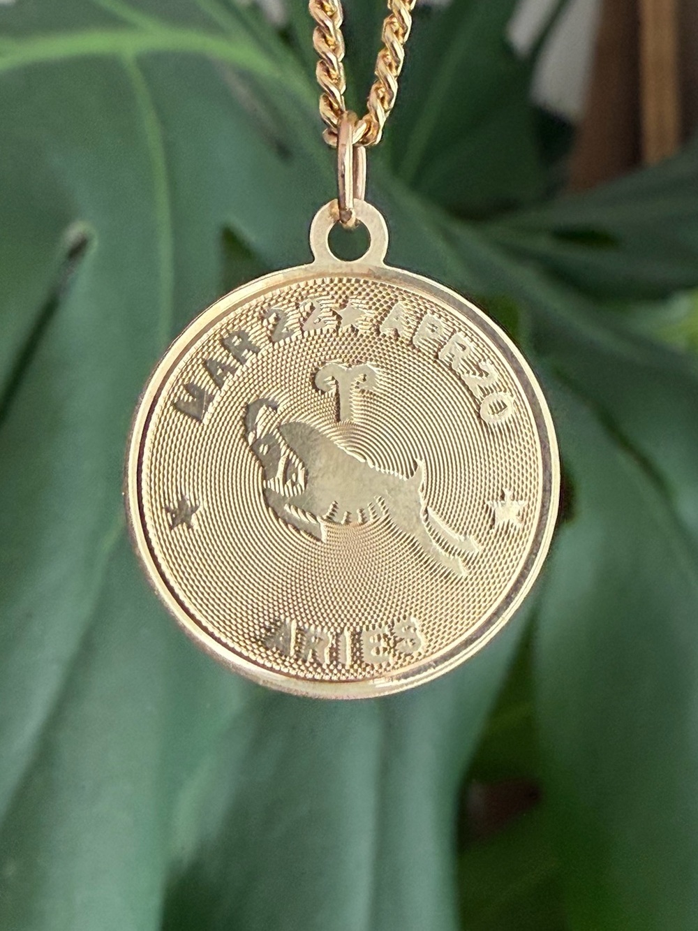 Vintage 1970s 14k Aries Zodiac Medallion Pendant